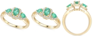 Macy's Emerald (5/8 ct. t.w.) & Diamond (1/6 ct. t.w.) Statement Ring in 14k Gold Over Sterling Silver